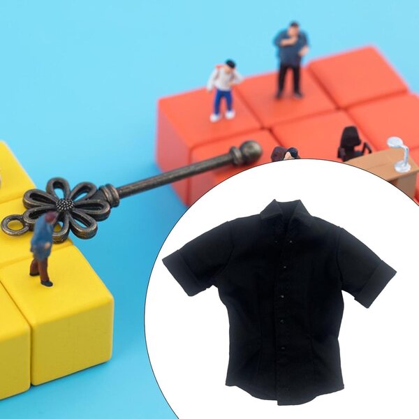 Camicia donna a maniche corte per action figure 12" in stile cosplay 1:6 nera