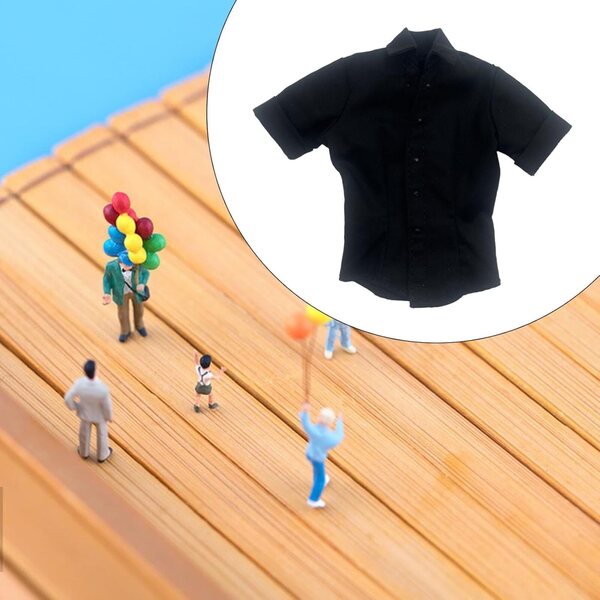 Camicia donna a maniche corte per action figure 12" in stile cosplay 1:6 nera