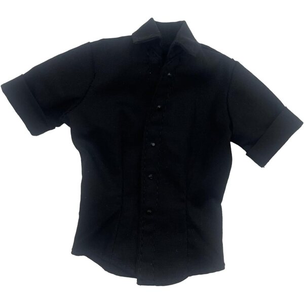 Camicia donna a maniche corte per action figure 12" in stile cosplay 1:6 nera