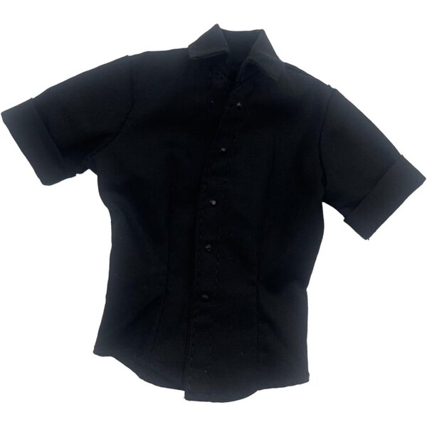 Camicia donna a maniche corte per action figure 12" in stile cosplay 1:6 nera