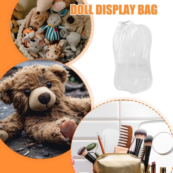 Borsa Trasparente in PVC per Esposizione e Conservazione di Piccole Bambole 19,5x10,5x5 cm