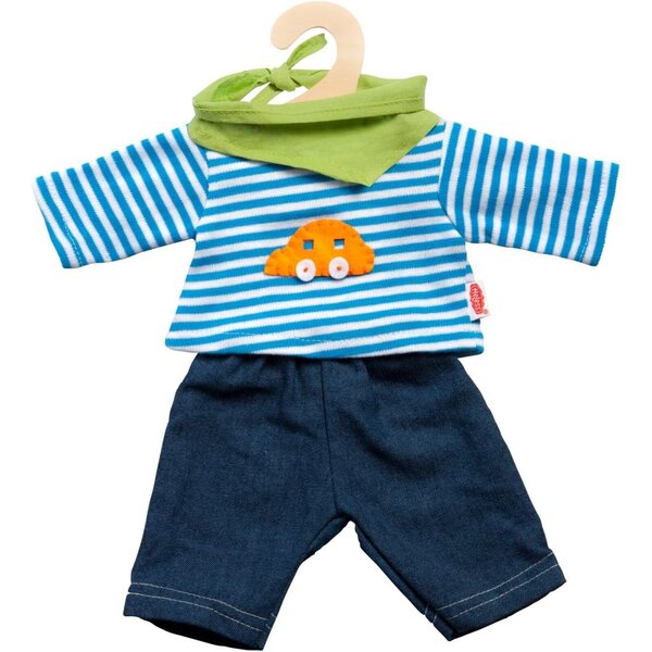 Heless Jeans Puppenkleidungsset, gestreiftes T-Shirt und Turnschuhe 35-45 cm