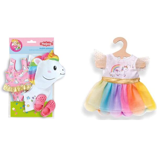 Heless Set Nuoto e Abito Einhorn Henri per Bambole 35-45 cm con Costume e Accessori