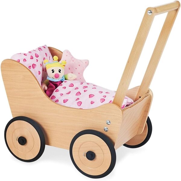 Pinolino Bambolewagen Sarah aus Holz mit verstellbarer Bremse, Griffhöhe 52-58 cm, 1-6 Jahre
