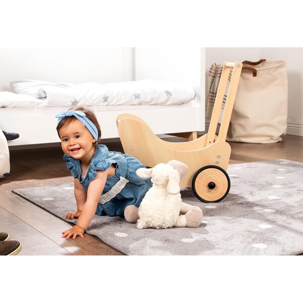 Pinolino Bambolewagen Sarah aus Holz mit verstellbarer Bremse, Griffhöhe 52-58 cm, 1-6 Jahre