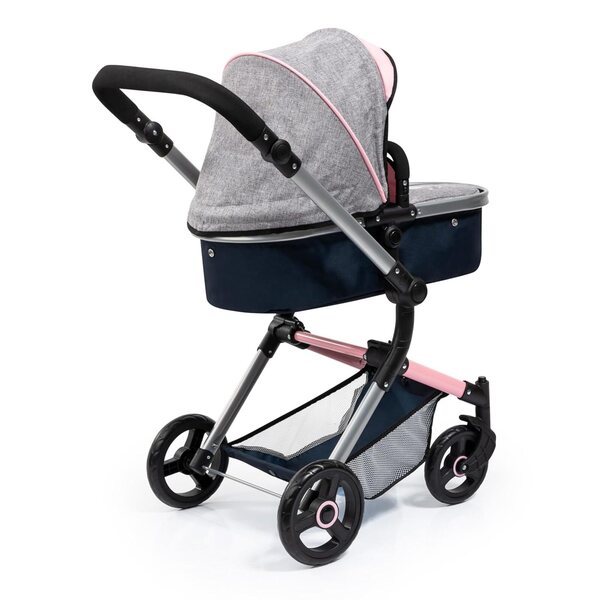 Bayer Design Neo Vario Bambolewagen grigio/blu 52cm con manico regolabile e borsa inclusa