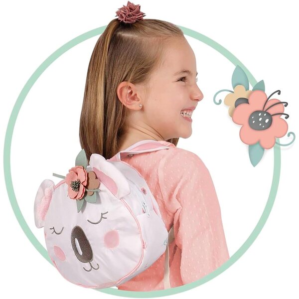DeCuevas Toys faltbarer Koala-Puppenwagen mit Rucksack und ausziehbarem Dach