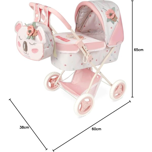 DeCuevas Toys faltbarer Koala-Puppenwagen mit Rucksack und ausziehbarem Dach
