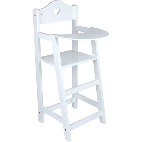 Small Foot seggiolone per bambole in legno bianco con cuore, accessorio alto per bambole per bambini dai 3 anni