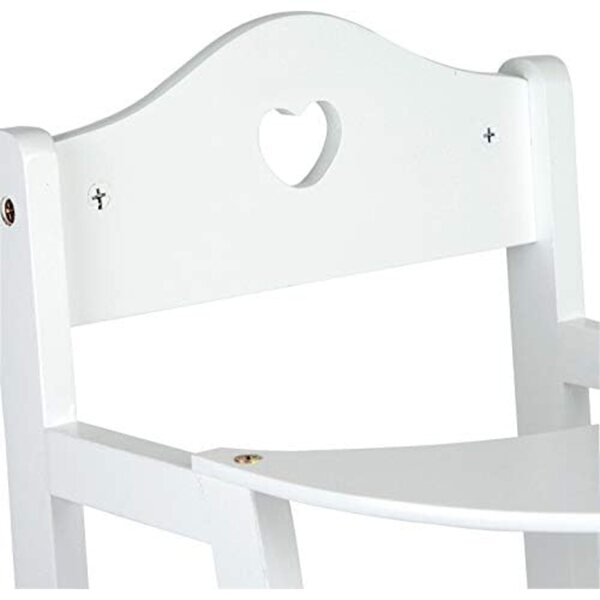 Small Foot seggiolone per bambole in legno bianco con cuore, accessorio alto per bambole per bambini dai 3 anni