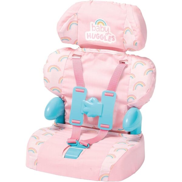 Casdon Baby Huggles Autositz Pink für Puppen mit Gürtel und verstellbarer Kopfstütze