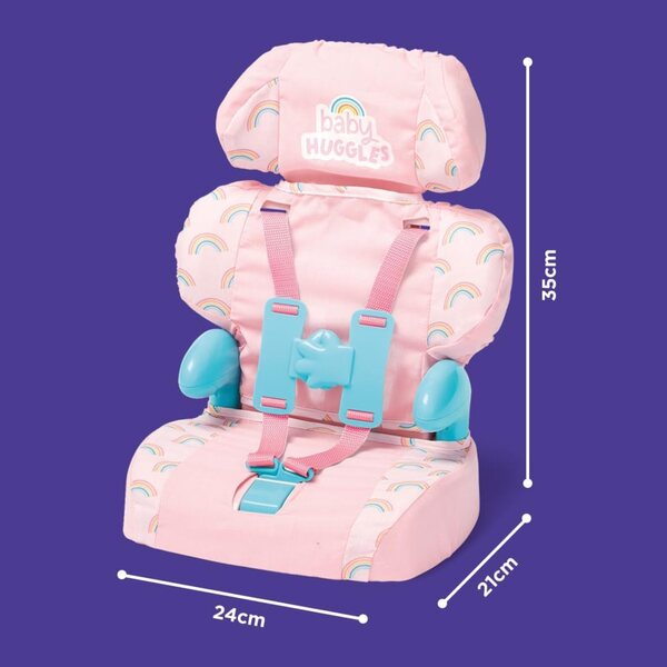 Casdon Baby Huggles Autositz Pink für Puppen mit Gürtel und verstellbarer Kopfstütze