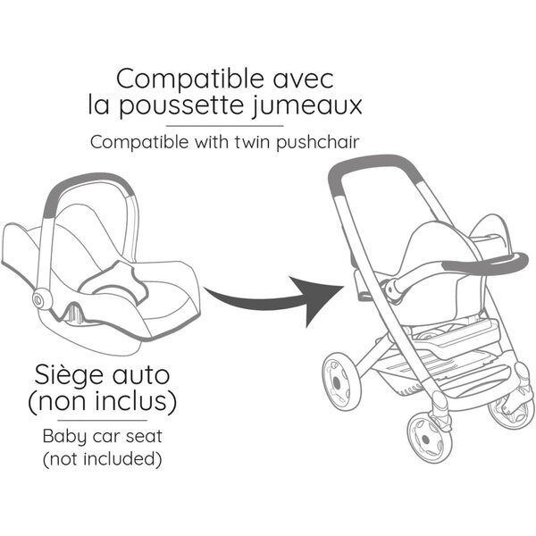 Maxi-Cosi Zwillingskinderwagen für Puppen bis 42 cm – Smoby, Originaldesign