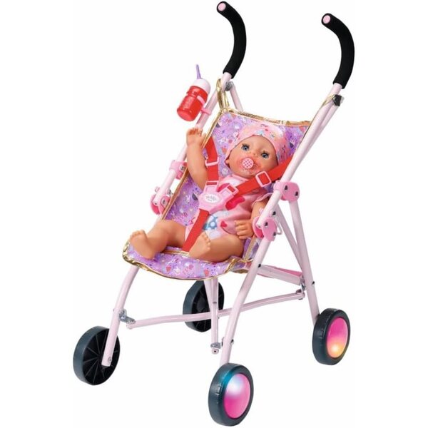 BABY born Happy Birthday Deluxe Buggy con Ruote Luminose e Bottiglia Inclusa