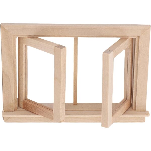 Finestra in legno per casa delle bambole 1:12 Miniatura realistica con vetri
