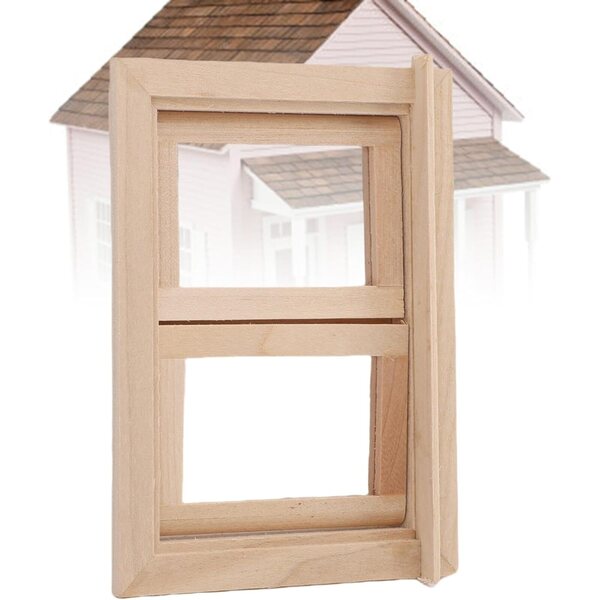 Finestra in legno per casa delle bambole 1:12 Miniatura realistica con vetri