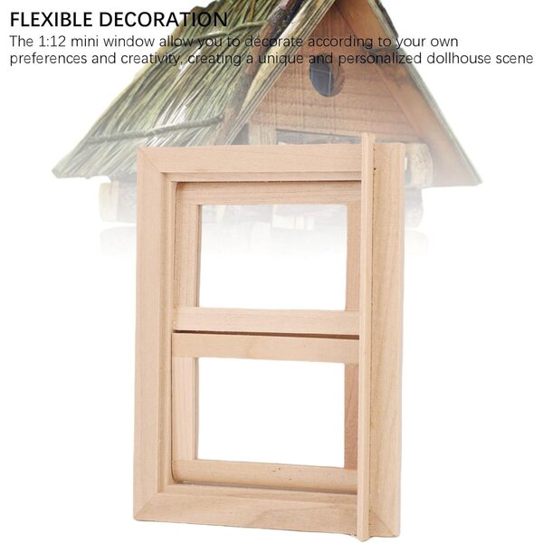 Finestra in legno per casa delle bambole 1:12 Miniatura realistica con vetri