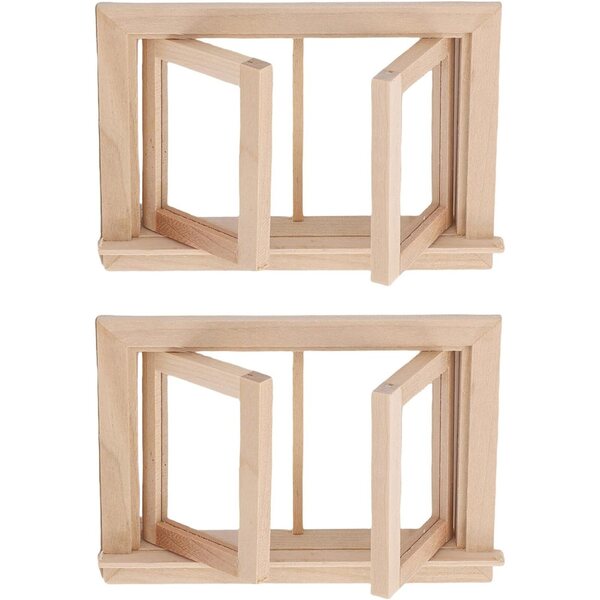 Finestra in legno per casa delle bambole 1:12 Miniatura realistica con vetri