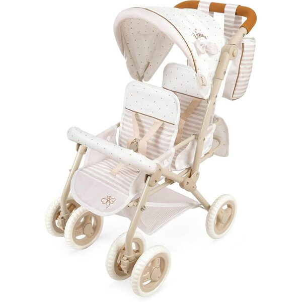 DeCuevas Verona faltbarer Doppelpuppenkinderwagen in Beige und Hellgrau