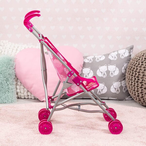 Bambolebuggy Bayer Design rosa con cintura di sicurezza, pieghevole e leggero