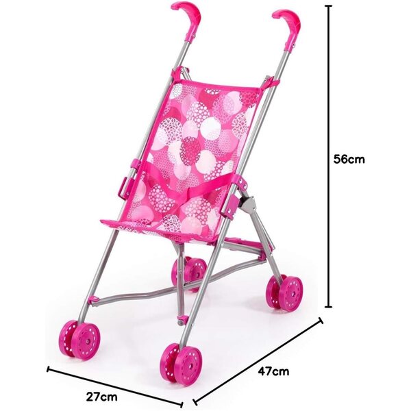 Bambolebuggy Bayer Design rosa con cintura di sicurezza, pieghevole e leggero