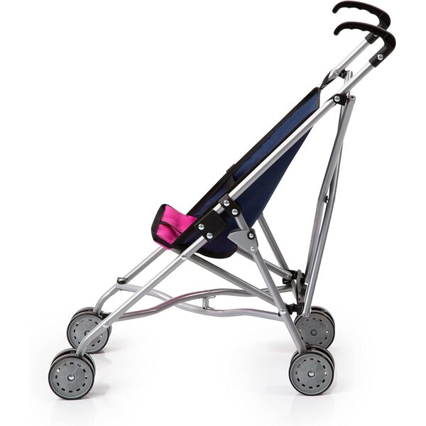 Bambolebuggy Bayer Design con doppie ruote, pieghevole e con cinturino, blu e rosa