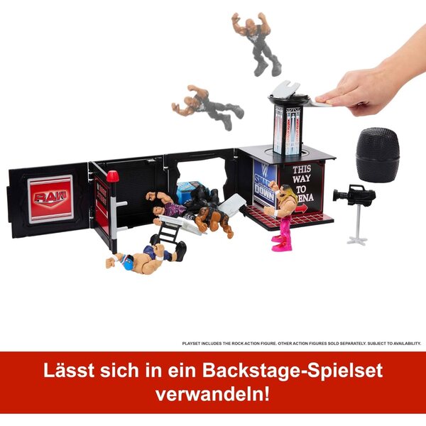 Mattel WWE Knuckle Crunchers The Rock Final Boss Set: 2-in-1-Mikrofon und 8 cm große Actionfigur