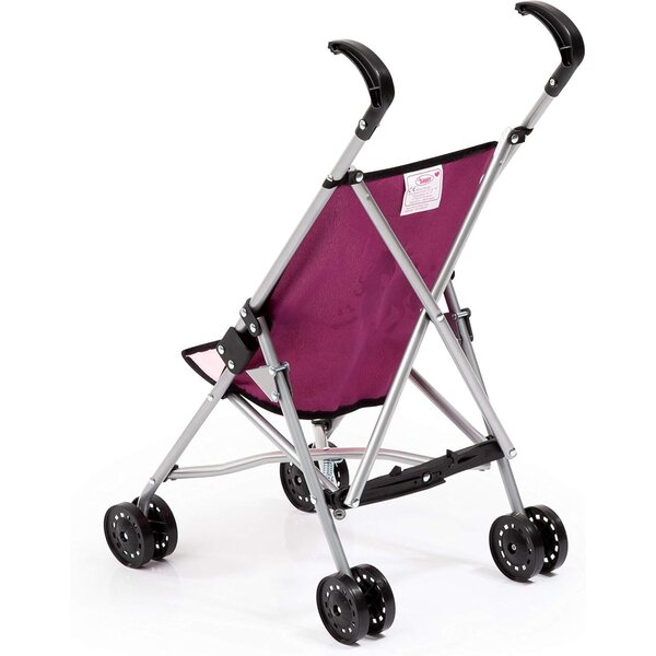 Bambolebuggy rosa pieghevole con Einhorn, doppie ruote e cintura di sicurezza