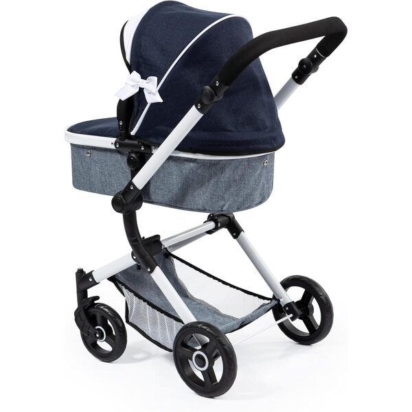 Carrozzina per bambole Bayer Design Neo Vario 62-79 cm con borsa e cursore girevole Blu Bianco