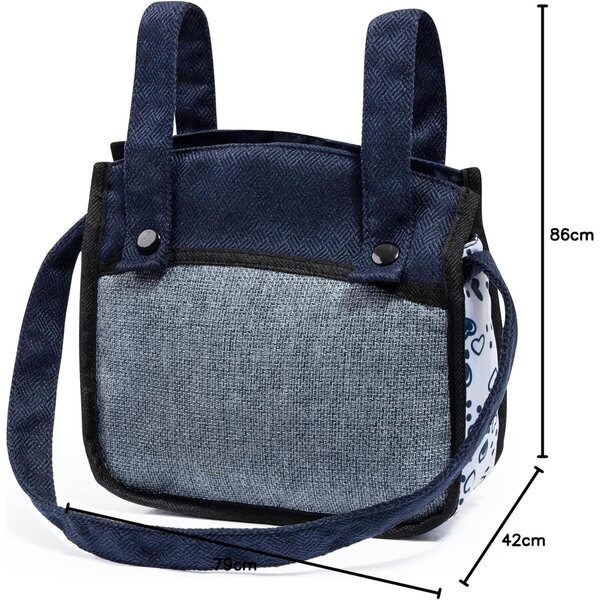Carrozzina per bambole Bayer Design Neo Vario 62-79 cm con borsa e cursore girevole Blu Bianco