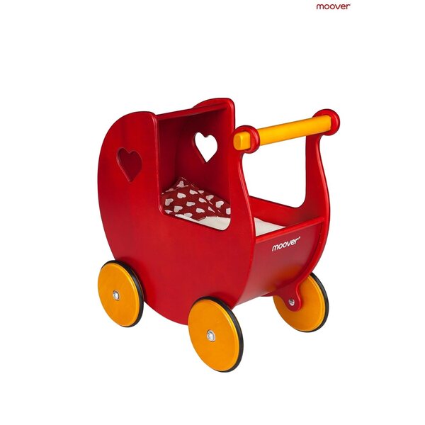 Biancheria da letto per passeggino Moover Maxi 5 pezzi design danese cuore bianco-rosso
