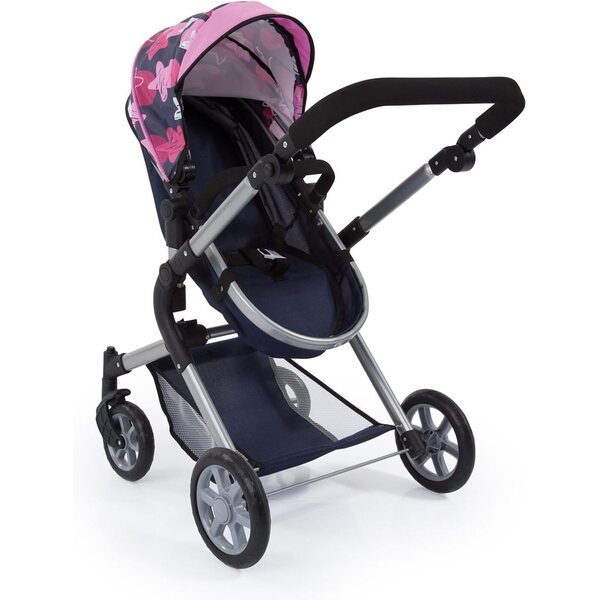 Bambolewagen City Neo con Tasche e Manico Regolabile, Trasformabile in Jogger, Blu Stelle