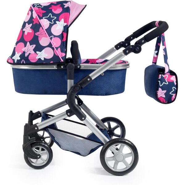 Bambolewagen City Neo con Tasche e Manico Regolabile, Trasformabile in Jogger, Blu Stelle
