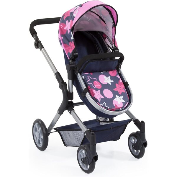 Bambolewagen City Neo con Tasche e Manico Regolabile, Trasformabile in Jogger, Blu Stelle