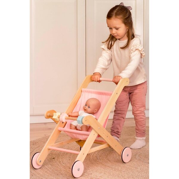 MOOVER LINE Bambolebuggy rosa in legno - design moderno e qualità nordica