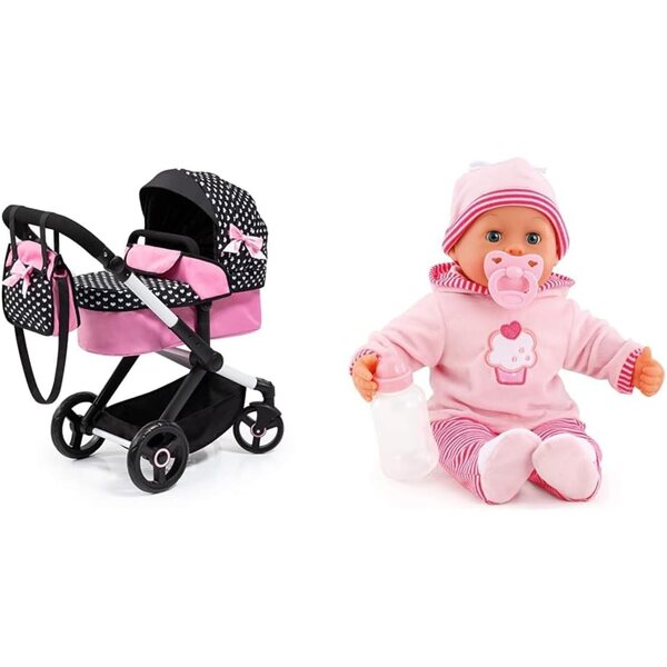 Bayer Design Bambolewagen Xeo con Babypuppe 38 cm, Funzioni Parlate e Accessori