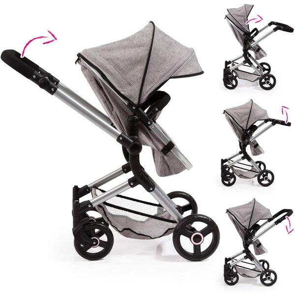 Bayer Design Neo Vario Kombi Bambolewagen grigio con EasyGo Autositz e accessori