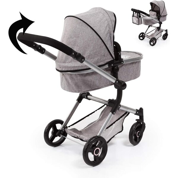 Bayer Design Neo Vario Kombi Bambolewagen grigio con EasyGo Autositz e accessori