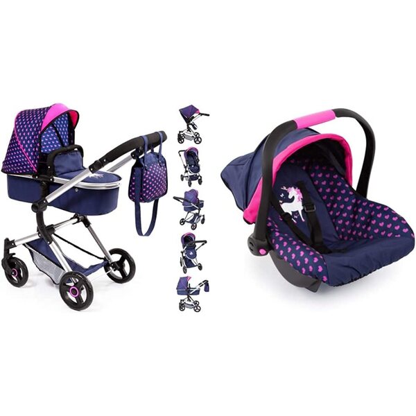 Bayer Design Neo Vario Kombi-Puppenwagen mit Tasche, Einkaufskorb und EasyGo-Autositz