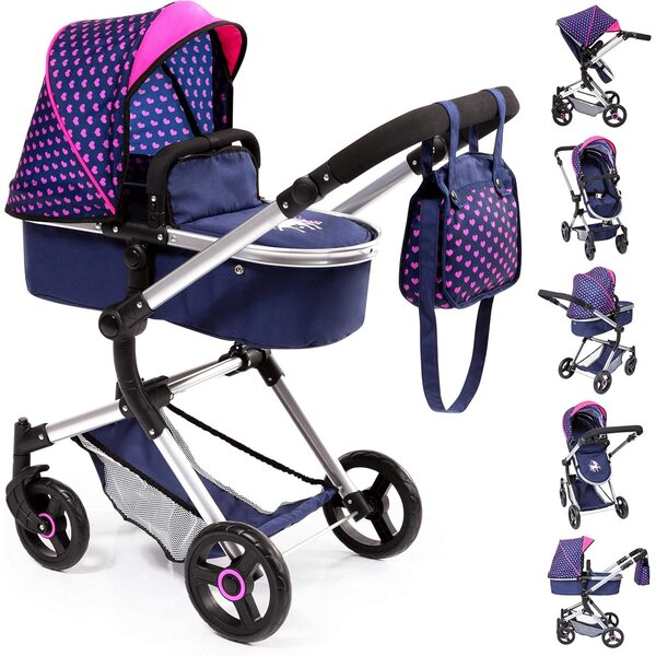 Bayer Design Neo Vario Kombi-Puppenwagen mit Tasche, Einkaufskorb und EasyGo-Autositz