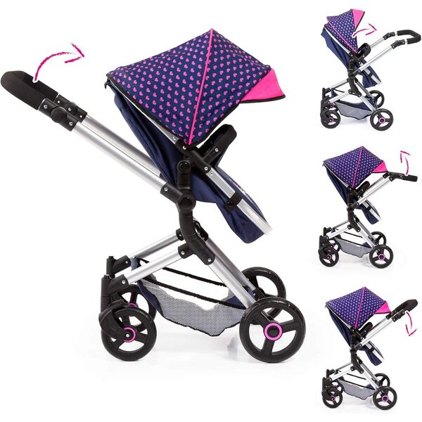 Bayer Design Neo Vario Kombi-Puppenwagen mit Tasche, Einkaufskorb und EasyGo-Autositz