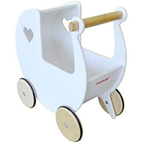 Moover Bambolewagen in legno bianco - design danese, per bambole fino a 50 cm