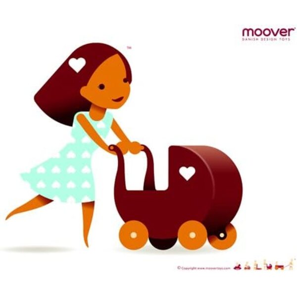 Moover Bambolewagen in legno bianco - design danese, per bambole fino a 50 cm