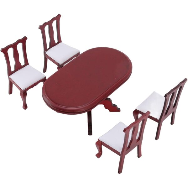 Set 1:12 Sedie e Tavolo in Betulla per Casa delle Bambole - Mobili Miniatura Realistici