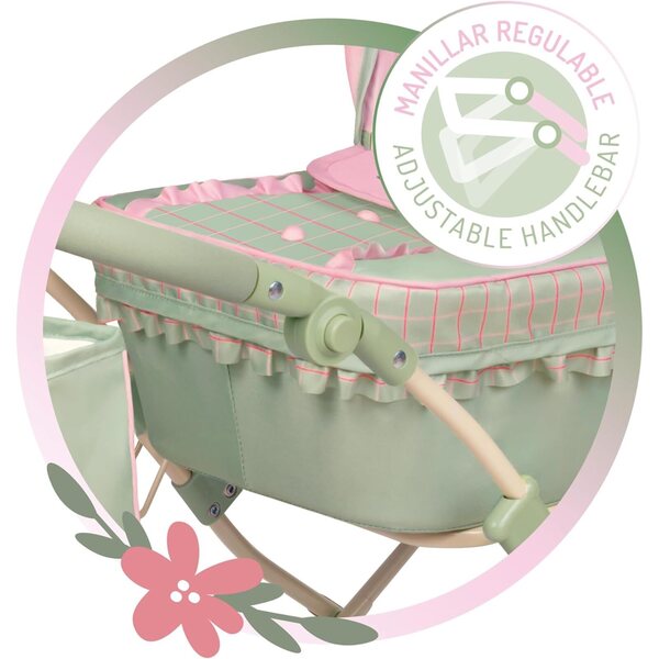 Klappbarer Puppenwagen mit verstellbarem Griff und Regenschirm Botanic DeCuevas Toys