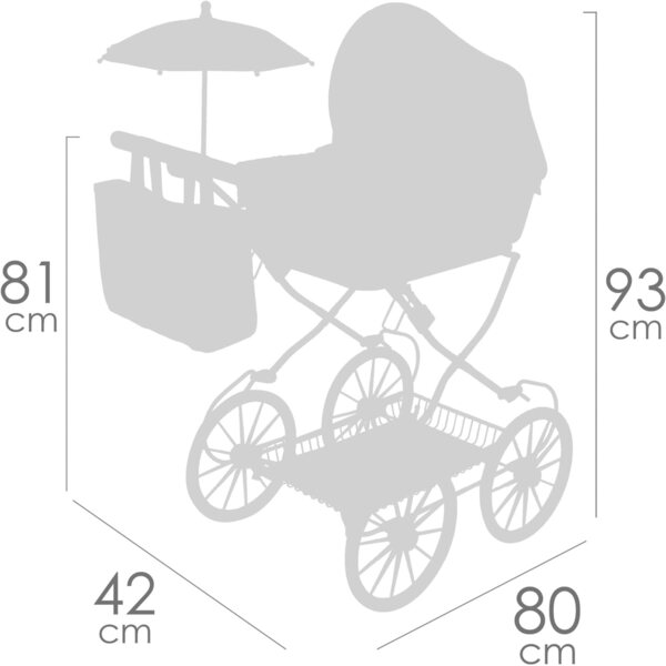 Klappbarer Puppenwagen mit verstellbarem Griff und Regenschirm Botanic DeCuevas Toys