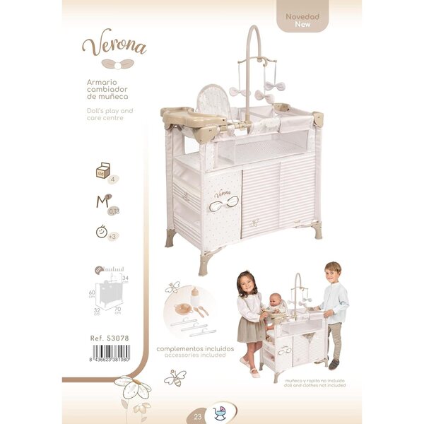Armadio Fasciatoio per Bambole Verona con Accessori DeCuevas Toys Design Italiano