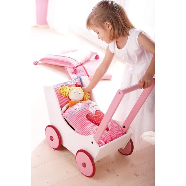 Haba Bambolewagen Herzen in legno con accessori e Pupa Annelie 30cm per bimbi