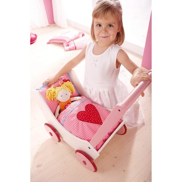 Haba Bambolewagen Herzen in legno con accessori e Pupa Annelie 30cm per bimbi