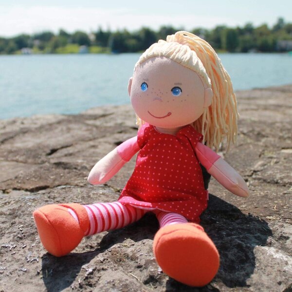 Haba Bambolewagen Herzen in legno con accessori e Pupa Annelie 30cm per bimbi